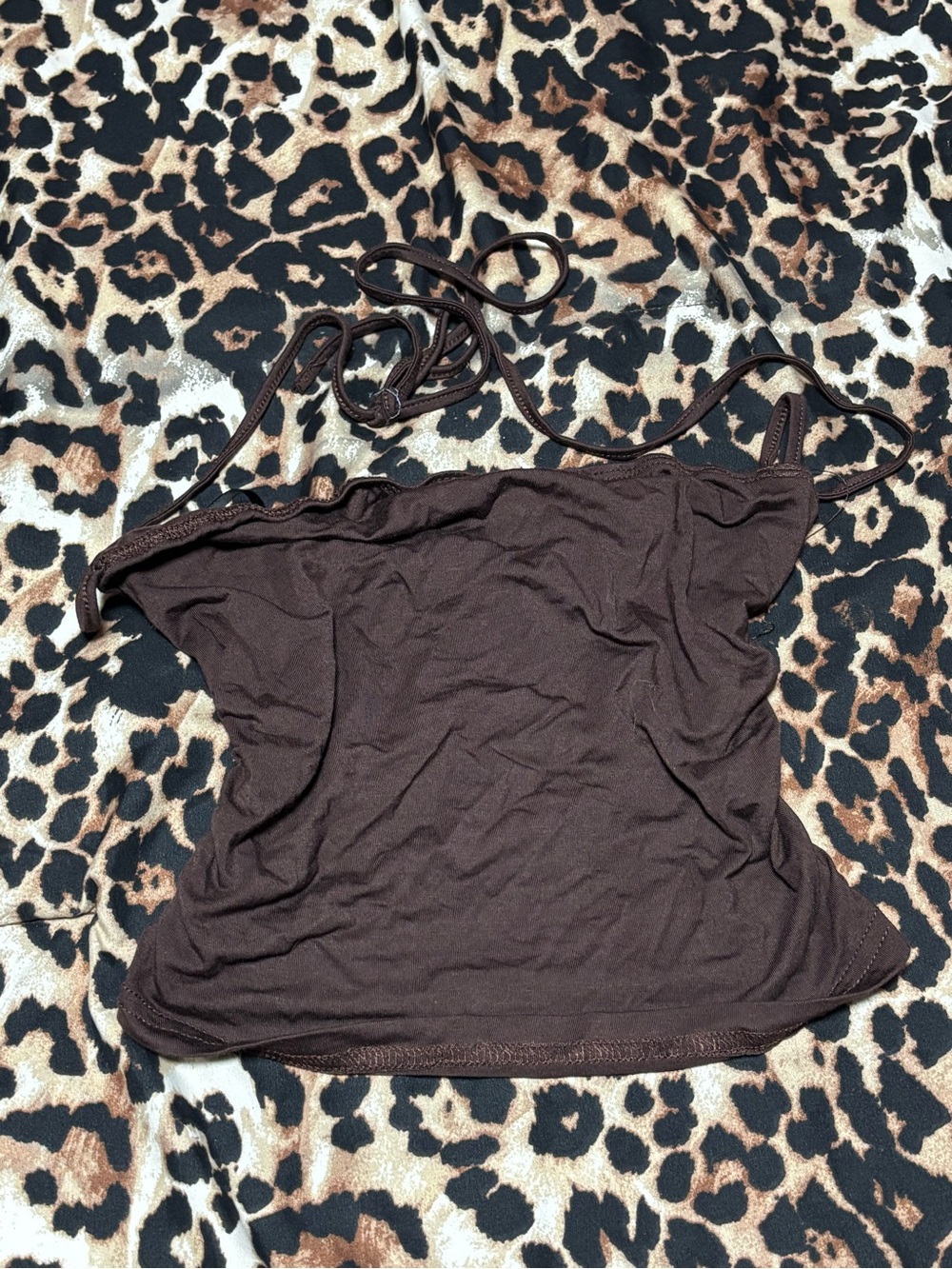 SHEIN Dark Brown Halter Camisole with Tie Straps